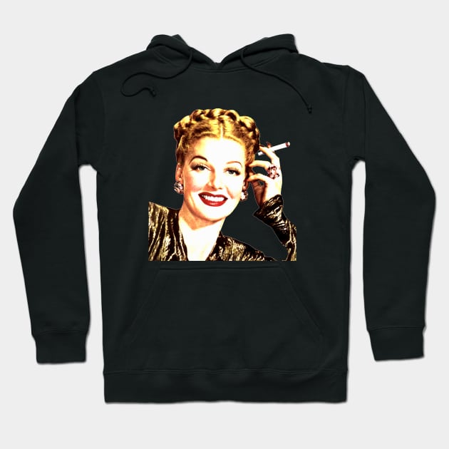 Blonde girl with cigarette in hand smoking vintage Hoodie by Marccelus